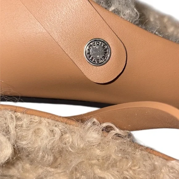 Stella McCartney Star Embroidered Clogs Slingback Sherpa Lining Tan Size 36 NWT - Picture 9 of 12